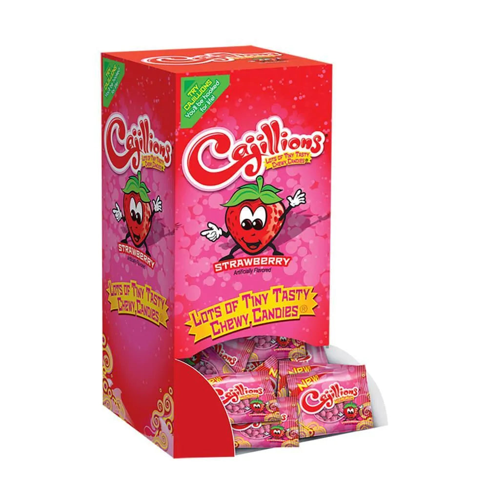 Cajillions Strawberry Chewy Candy Packs: 120-Piece Box