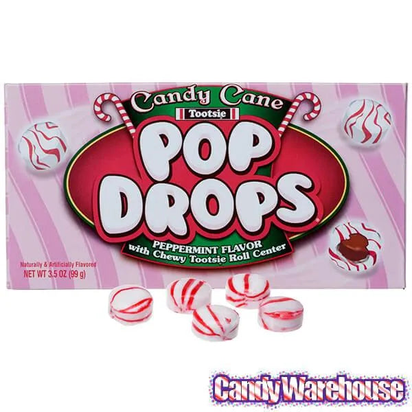 Candy Cane Peppermint Tootsie Pop Drops 3.5-Ounce Boxes: 12-Piece Case