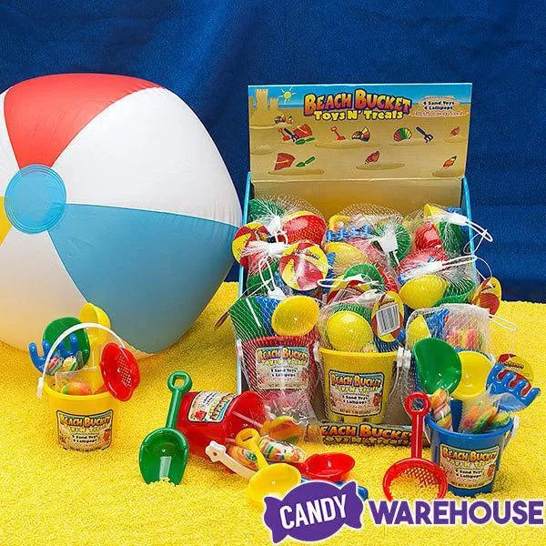 Candy Filled Mini Beach Buckets: 12-Piece Box