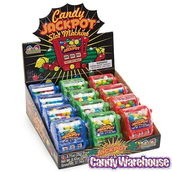 Candy Jackpot Slot Machine Dispensers: 12-Piece Display