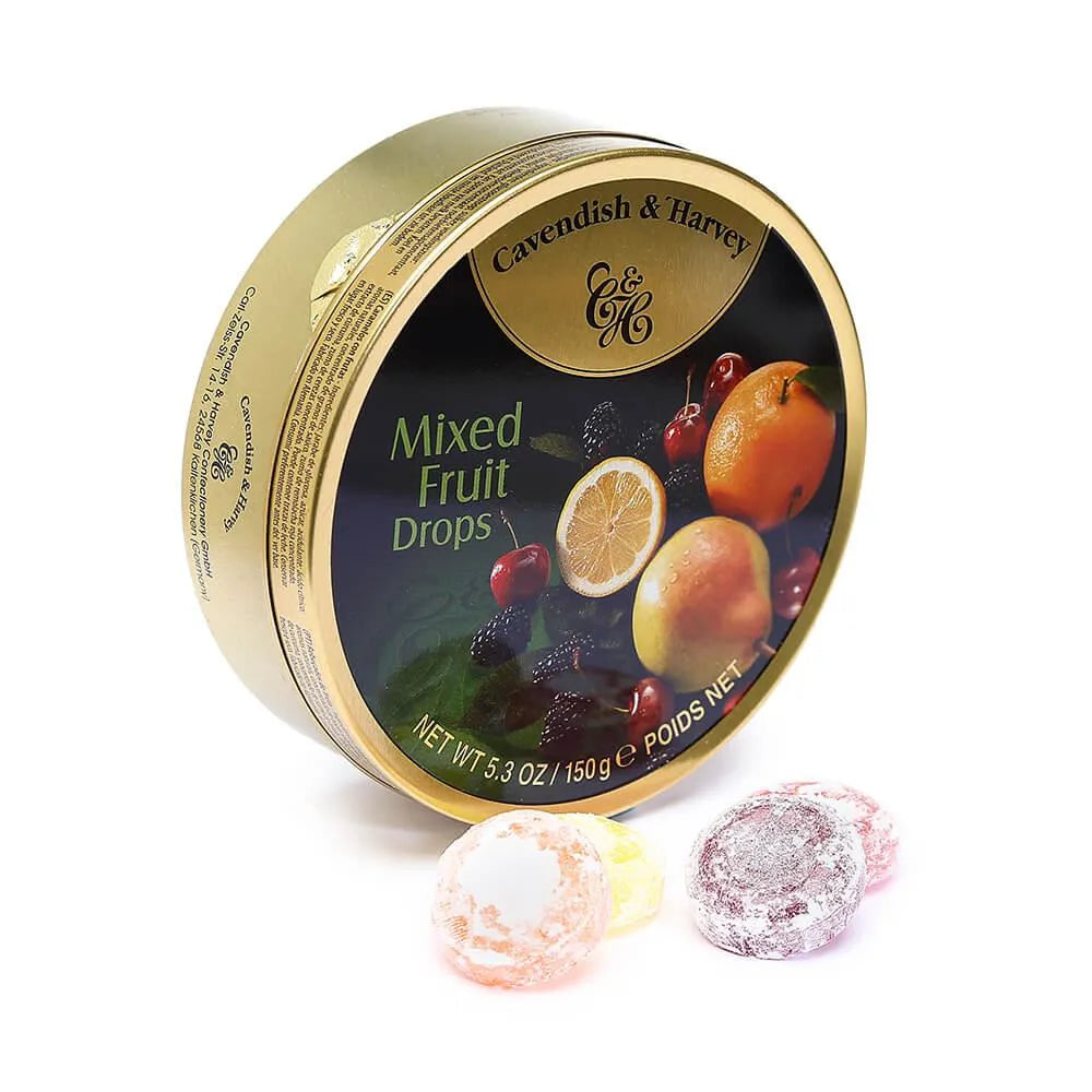 Cavendish & Harvey Hard Candy Drops Tins - Mixed Fruit: 12-Piece Box