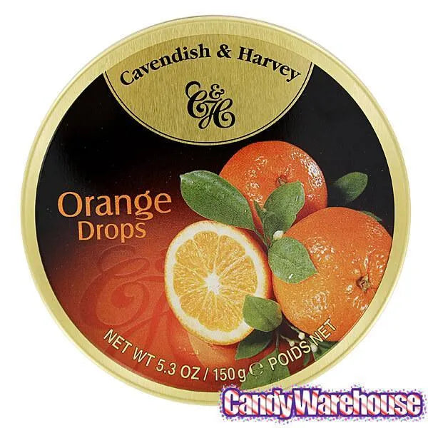 Cavendish & Harvey Hard Candy Drops Tins - Orange: 12-Piece Box