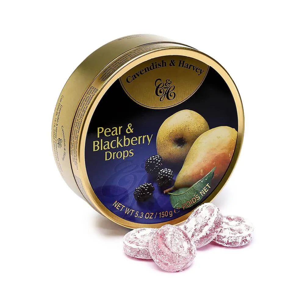 Cavendish & Harvey Hard Candy Drops Tins - Pear & Blackberry: 12-Piece Box