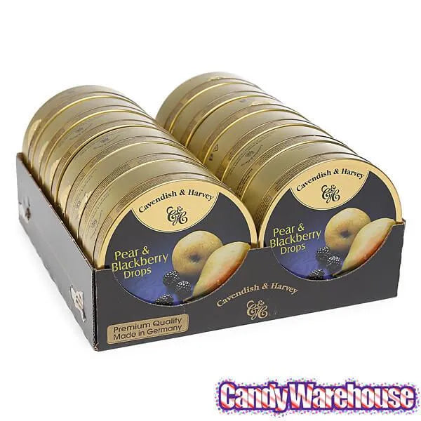 Cavendish & Harvey Hard Candy Drops Tins - Pear & Blackberry: 12-Piece Box