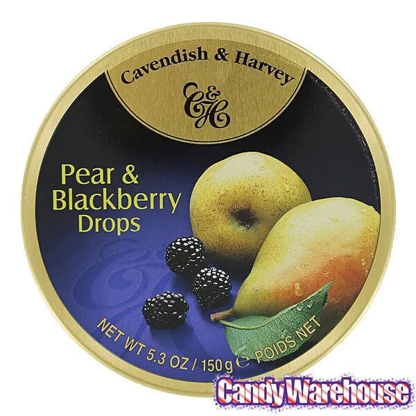 Cavendish & Harvey Hard Candy Drops Tins - Pear & Blackberry: 12-Piece Box