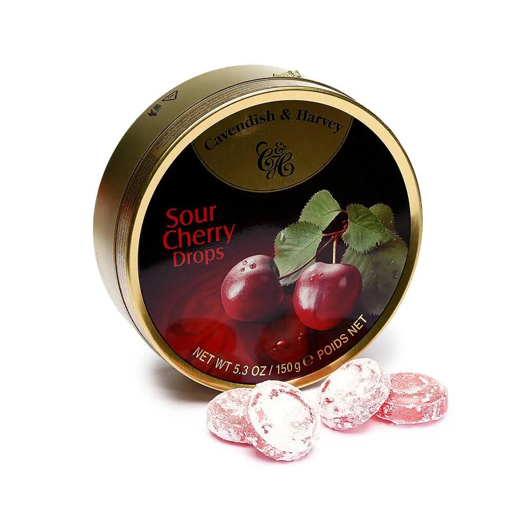 Cavendish & Harvey Hard Candy Drops Tins - Sour Cherry: 12-Piece Box