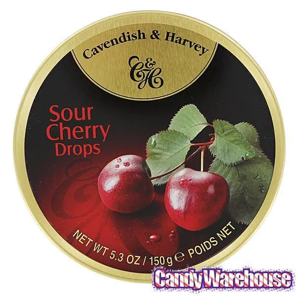 Cavendish & Harvey Hard Candy Drops Tins - Sour Cherry: 12-Piece Box