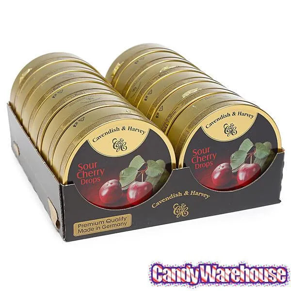 Cavendish & Harvey Hard Candy Drops Tins - Sour Cherry: 12-Piece Box