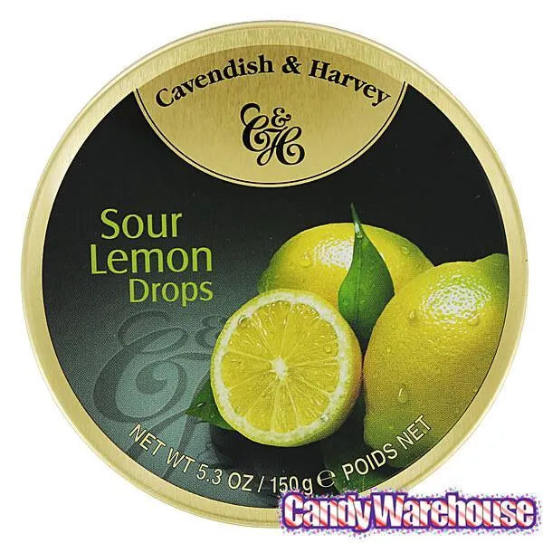 Cavendish & Harvey Hard Candy Drops Tins - Sour Lemon: 12-Piece Box