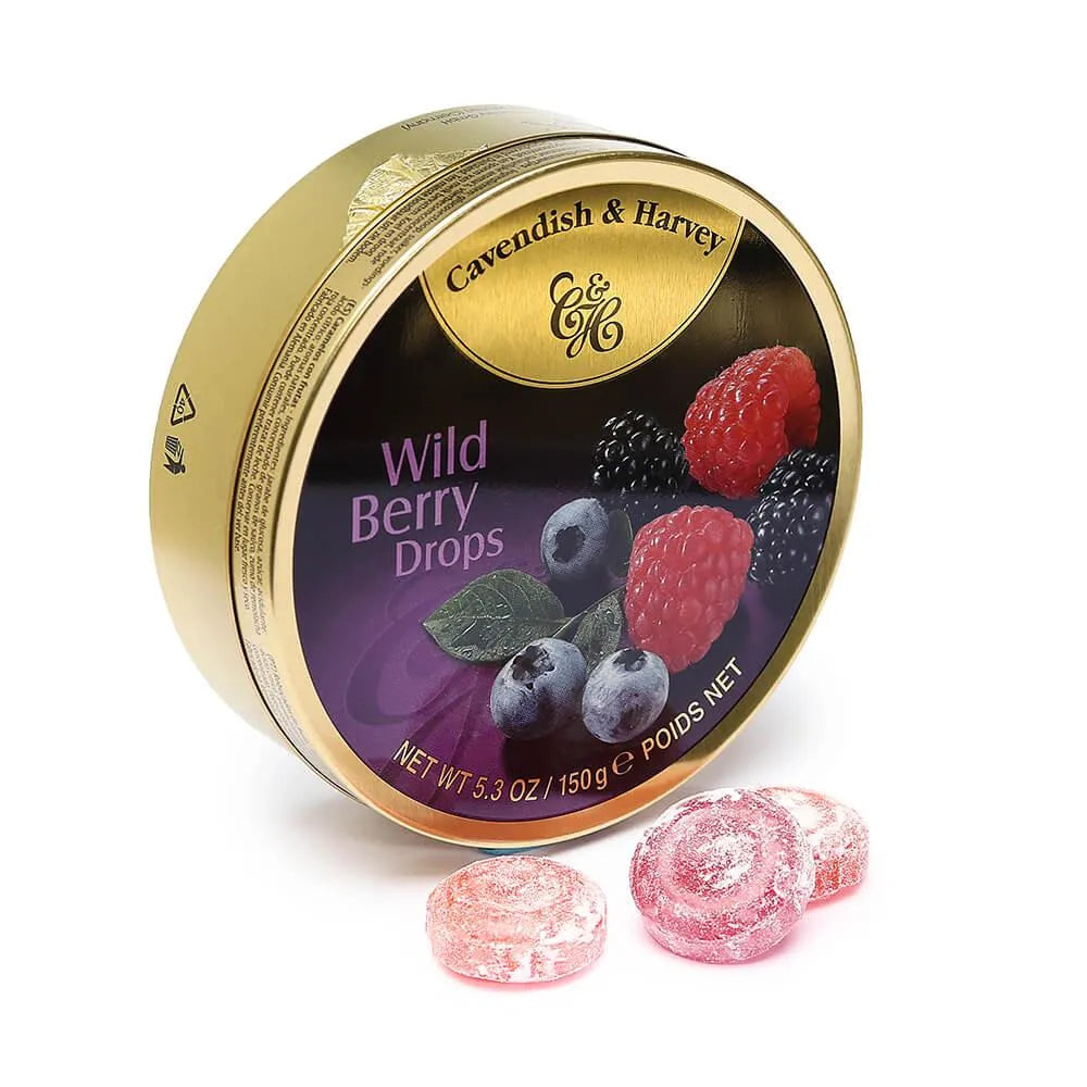 Cavendish & Harvey Hard Candy Drops Tins - Wild Berry: 12-Piece Box