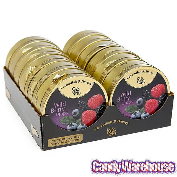 Cavendish & Harvey Hard Candy Drops Tins - Wild Berry: 12-Piece Box