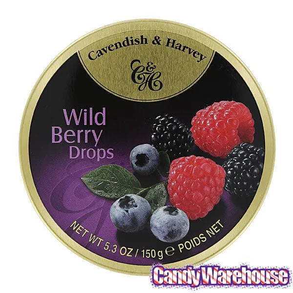 Cavendish & Harvey Hard Candy Drops Tins - Wild Berry: 12-Piece Box