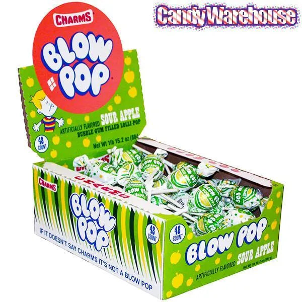 Charms Blow Pops - Sour Apple: 48-Piece Box