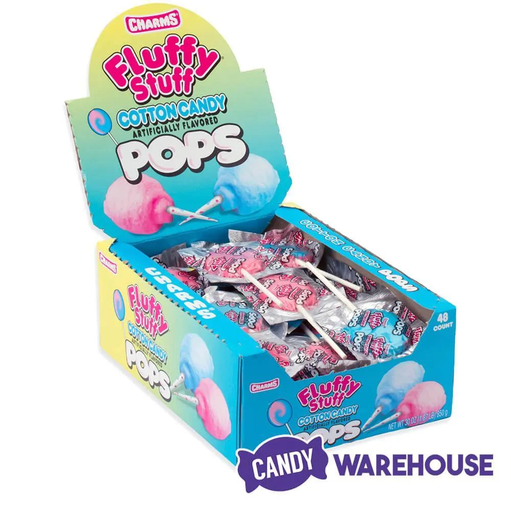 Charms Fluffy Stuff Cotton Candy Pops: 48-Piece Box