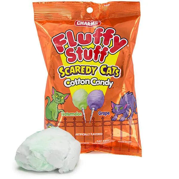 Charms Fluffy Stuff Scaredy Cats Cotton Candy Packs: 24-Piece Case