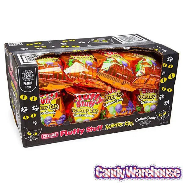 Charms Fluffy Stuff Scaredy Cats Cotton Candy Packs: 24-Piece Case