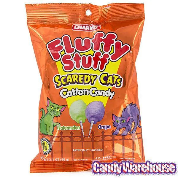 Charms Fluffy Stuff Scaredy Cats Cotton Candy Packs: 24-Piece Case