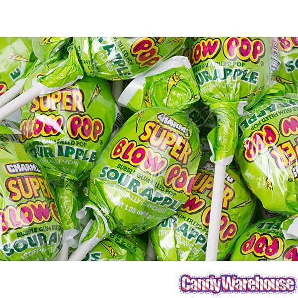 Charms Super Blow Pops - Sour Apple: 72-Piece Set