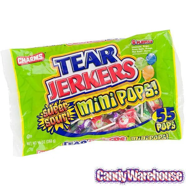 Charms Tear Jerkers Super Sour Mini Pops: 55-Piece Bag