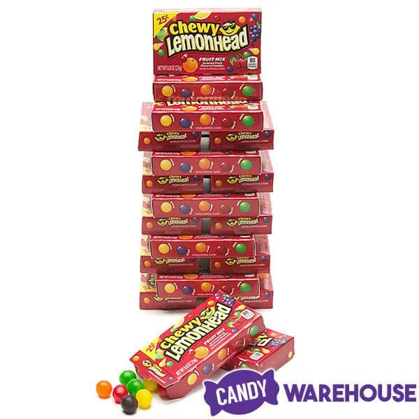 Chewy Lemonhead Fruit Mix Candy Mini Packs: 24-Piece Box