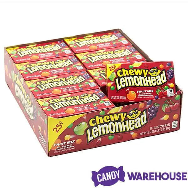 Chewy Lemonhead Fruit Mix Candy Mini Packs: 24-Piece Box