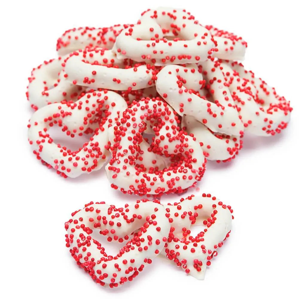 Chocolate Frosted Valentine Mini Pretzel Hearts: 5LB Bag