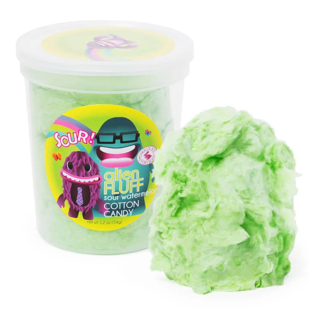 Chocolate Storybook Alien Fluff Cotton Candy - Sour Watermelon: 12-Piece Box