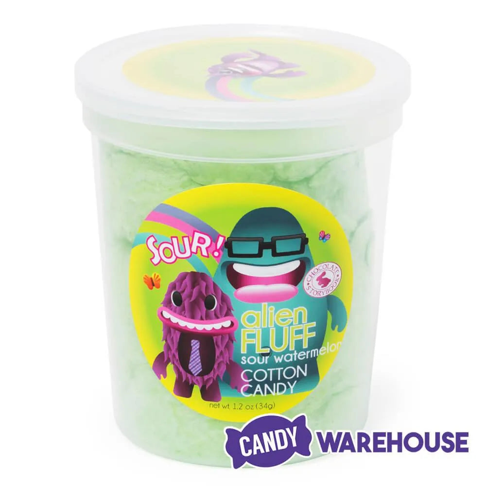 Chocolate Storybook Alien Fluff Cotton Candy - Sour Watermelon: 12-Piece Box