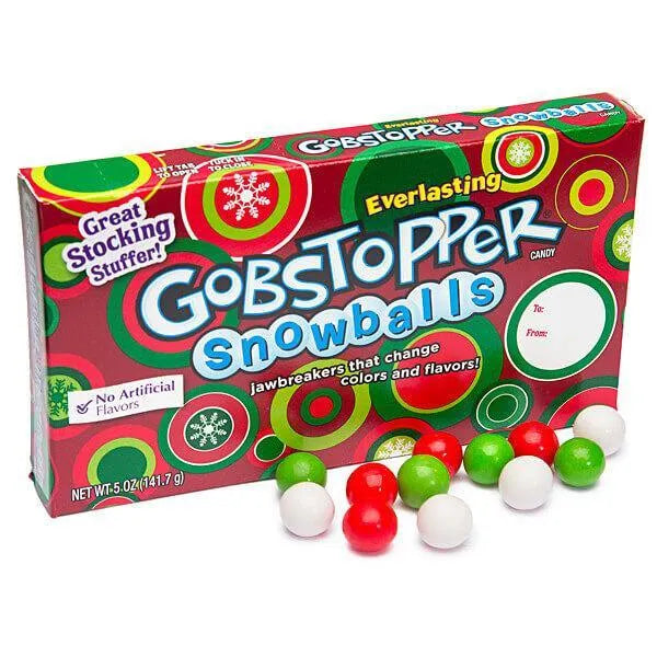 Christmas Everlasting Gobstopper Snowballs Candy 5-Ounce Packs: 12-Piece Box