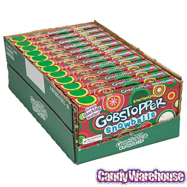 Christmas Everlasting Gobstopper Snowballs Candy 5-Ounce Packs: 12-Piece Box