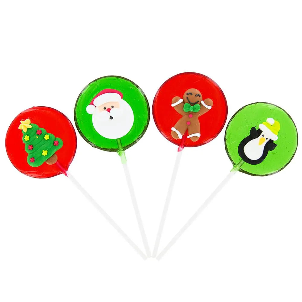 Christmas Hard Candy Lollipops: 12-Piece Pack