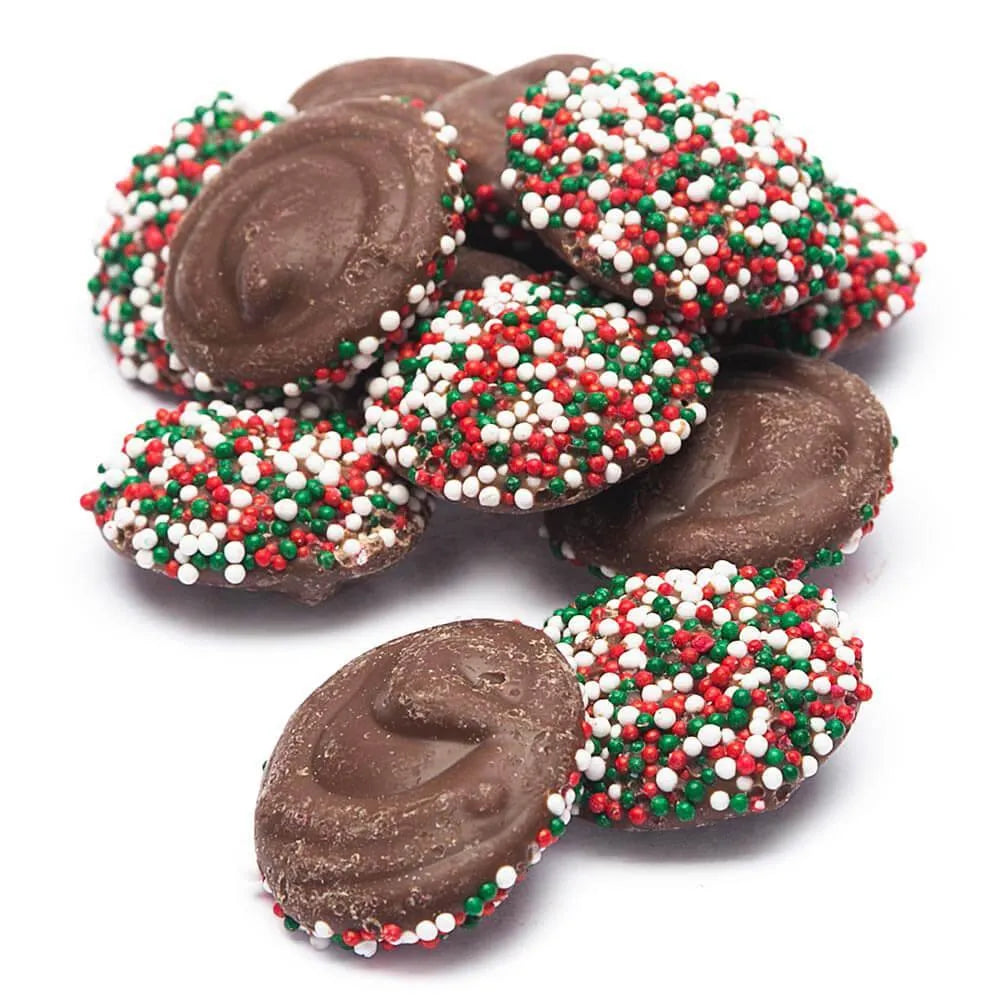 Christmas Milk Chocolate Nonpareils Discs: 1LB Jar