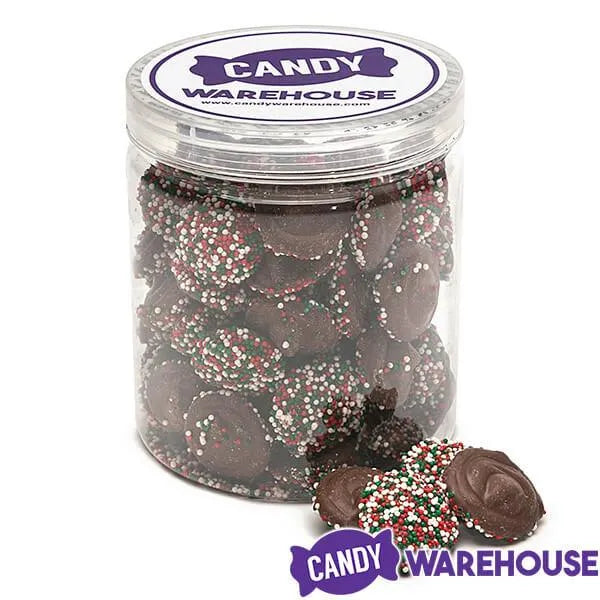 Christmas Milk Chocolate Nonpareils Discs: 1LB Jar