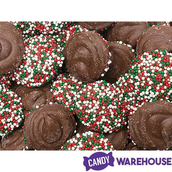 Christmas Milk Chocolate Nonpareils Discs: 1LB Jar