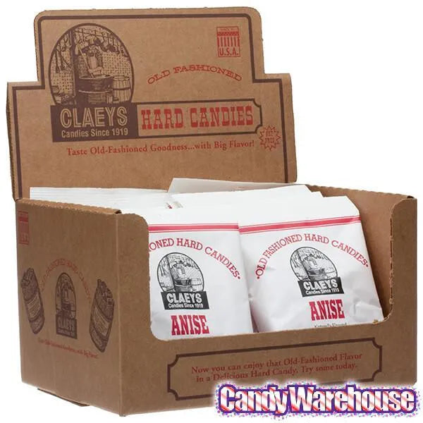 Claeys Hard Candy Drops Bags - Anise: 12-Piece Box