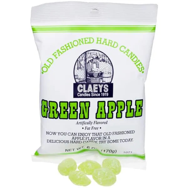 Claeys Hard Candy Drops Bags - Green Apple: 12-Piece Box