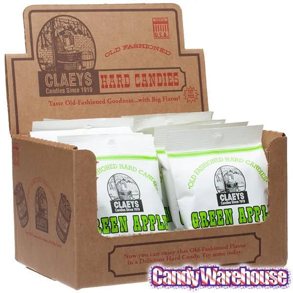 Claeys Hard Candy Drops Bags - Green Apple: 12-Piece Box