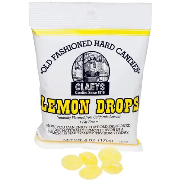 Claeys Hard Candy Drops Bags - Lemon: 12-Piece Box