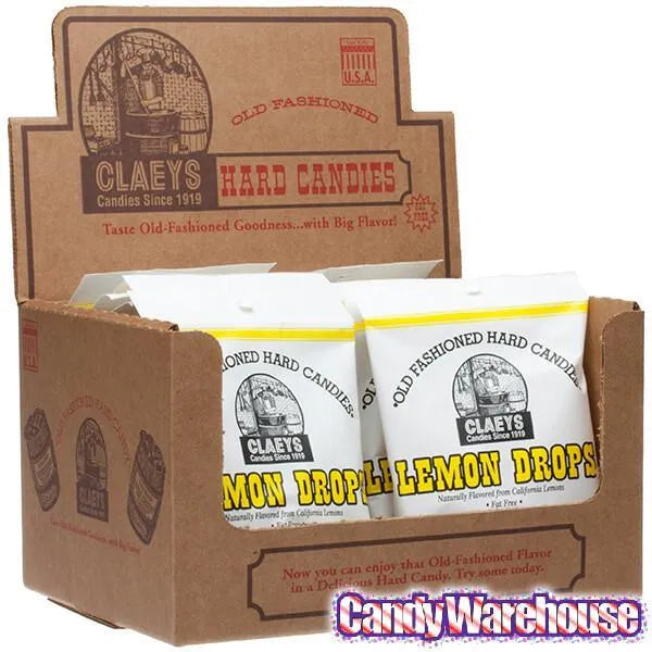 Claeys Hard Candy Drops Bags - Lemon: 12-Piece Box