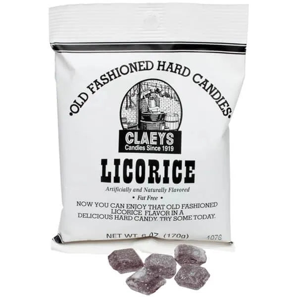 Claeys Hard Candy Drops Bags - Licorice: 12-Piece Box