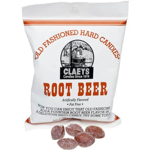 Claeys Hard Candy Drops Bags - Root Beer: 12-Piece Box