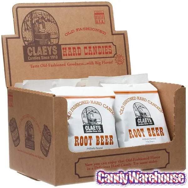 Claeys Hard Candy Drops Bags - Root Beer: 12-Piece Box