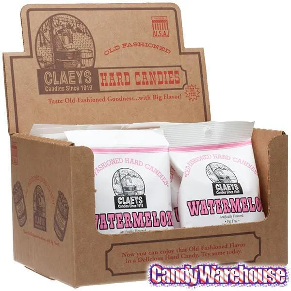 Claeys Hard Candy Drops Bags - Watermelon: 12-Piece Box