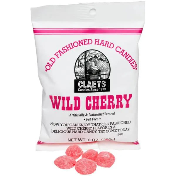 Claeys Hard Candy Drops Bags - Wild Cherry: 12-Piece Box