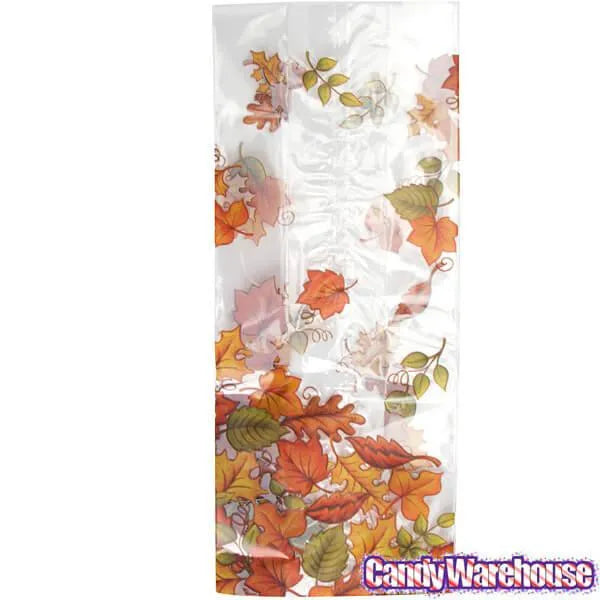 Clear Cello Candy Bags with Autumn Leaves: 100-Piece Box