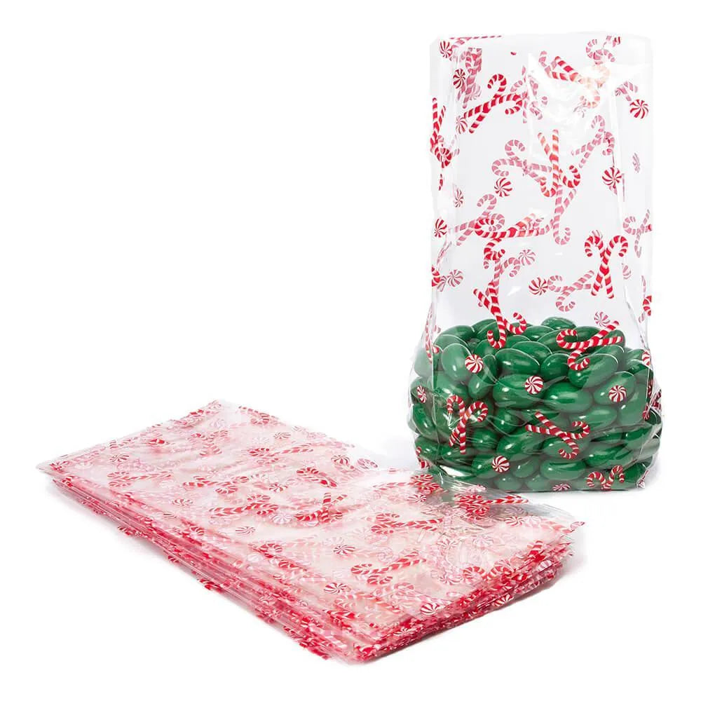 Clear Cello Candy Bags with Candy Canes: 100-Piece Box