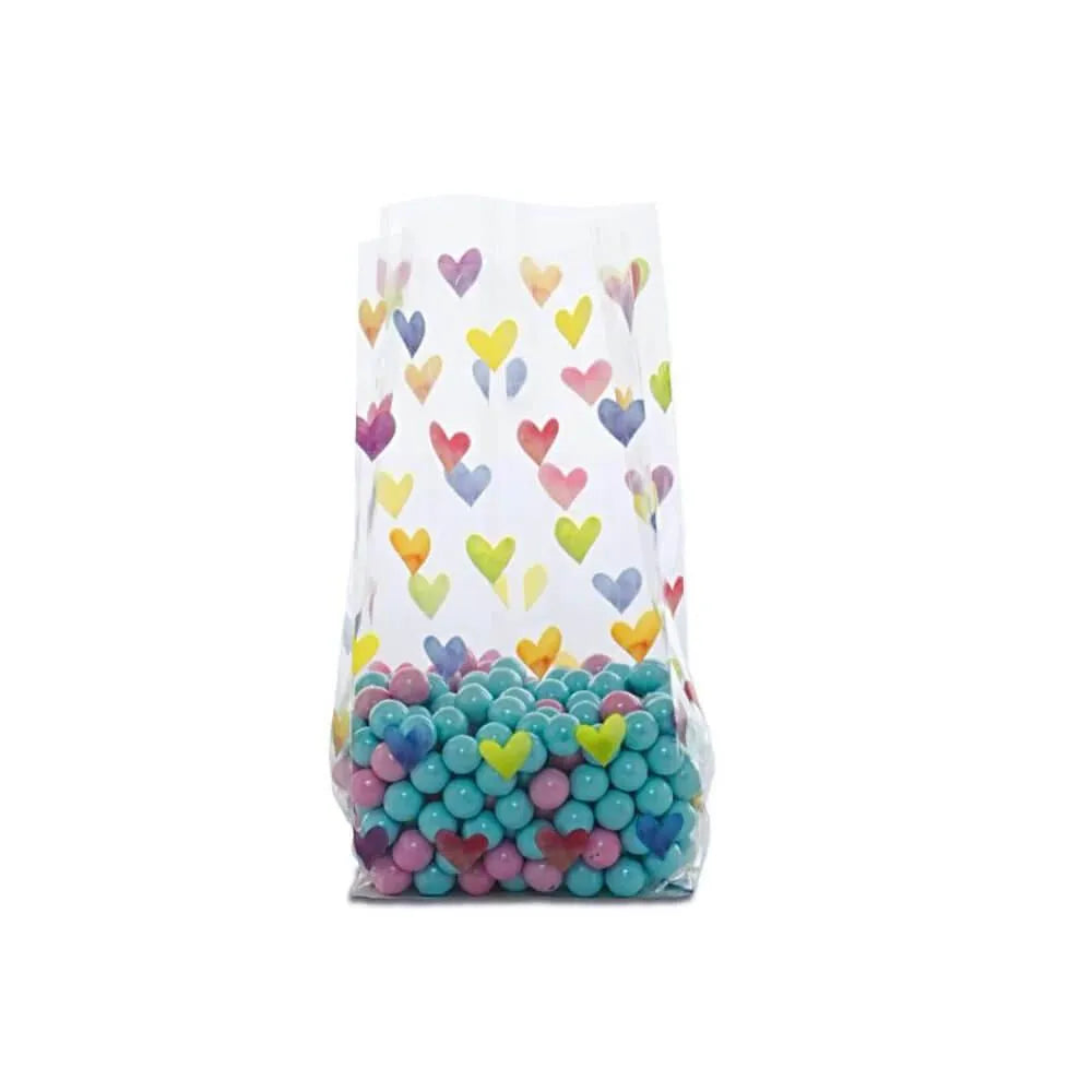 Clear Cello Candy Bags with Candy Hearts: 100-Piece Box