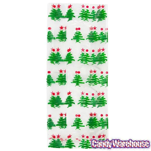 Clear Cello Candy Bags with Christmas Trees: 100-Piece Box