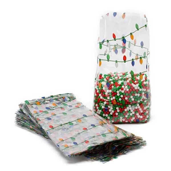 Clear Cello Candy Bags with Holiday Lights: 100-Piece Box