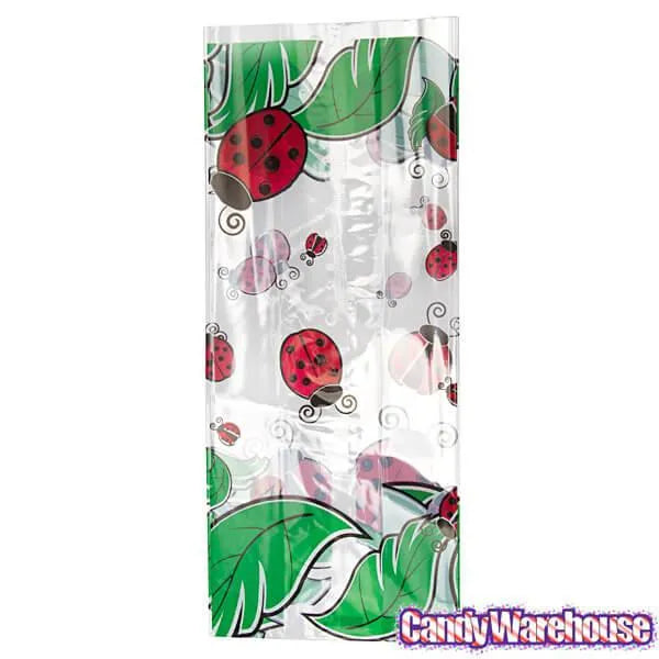 Clear Cello Candy Bags with Lady Bugs: 100-Piece Box